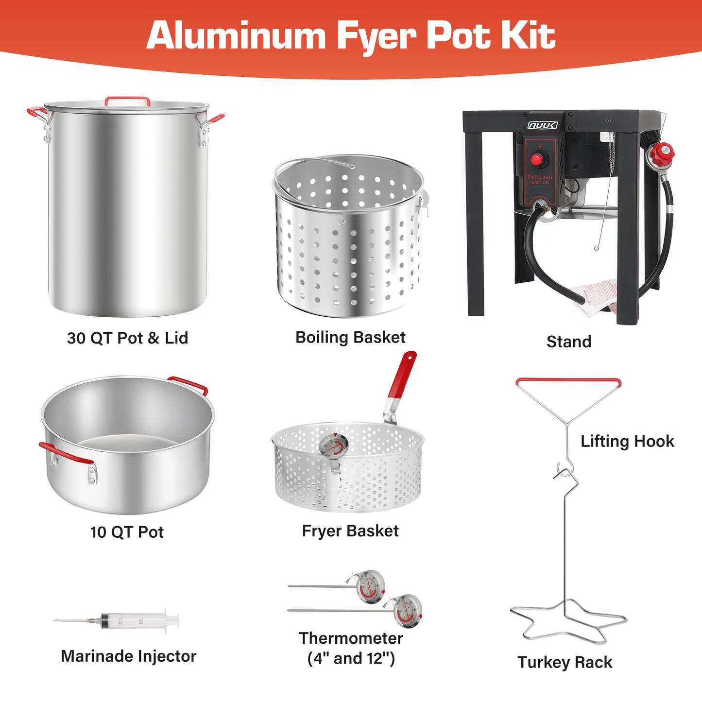 NUUK Outdoor 30QT Turkey Fryer and 10QT Fish Fryer Combo Kit