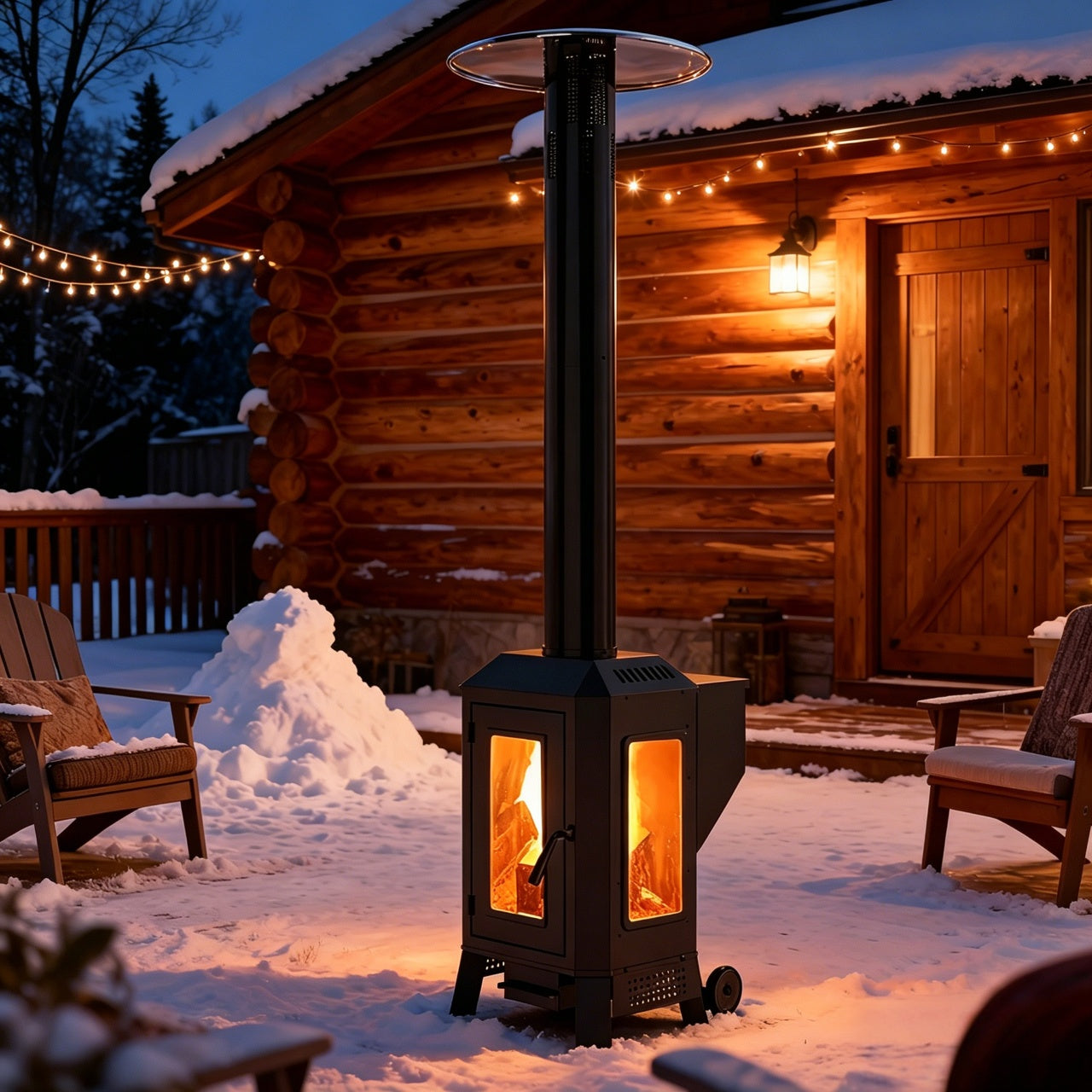 NUUK 70,000 BTU Wood Pellet Patio Heater with Wheels, Portable Freestanding Outdoor Heater