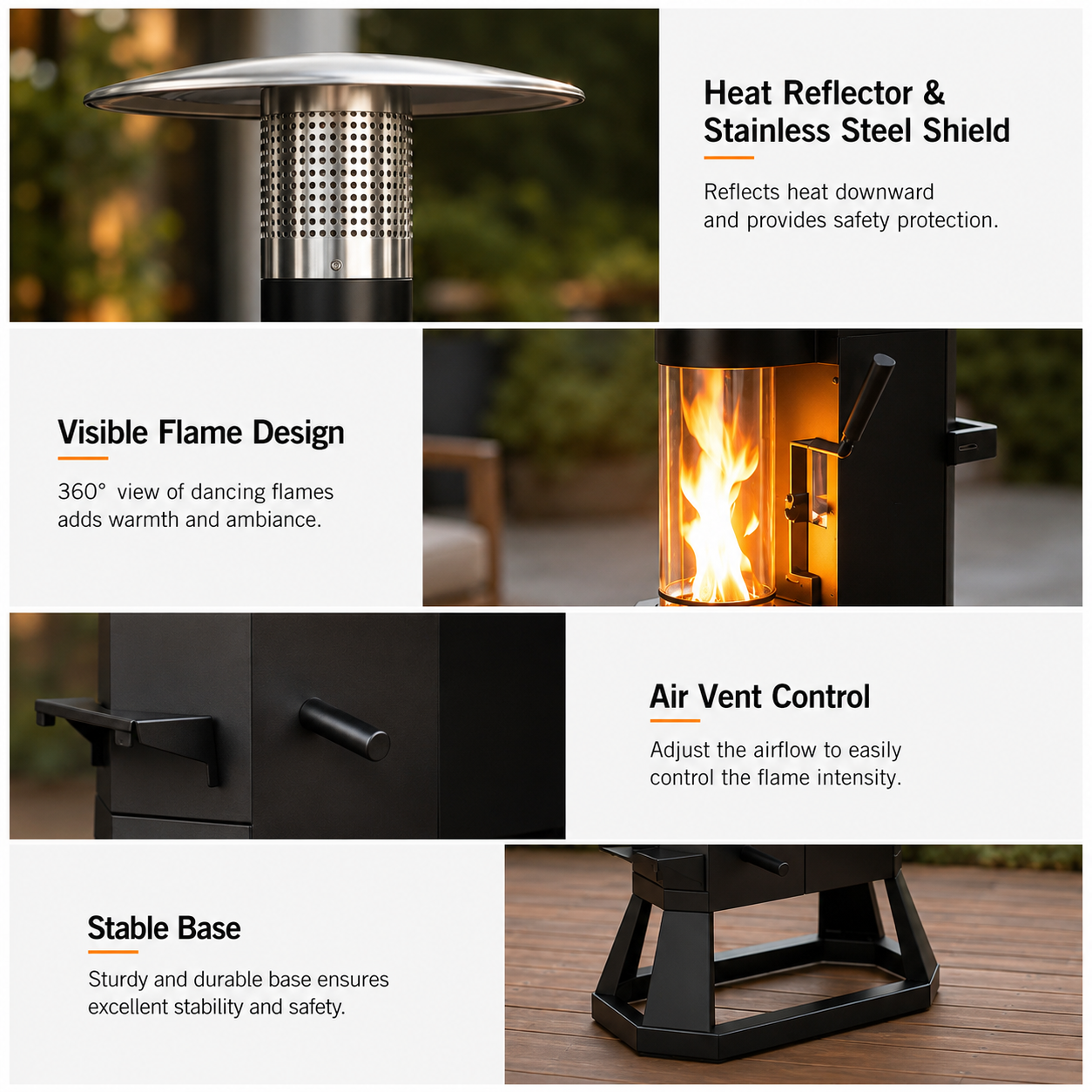 NUUK Wood Pellet Patio Heater, 75,000 BTU Outdoor Gravity-Fed Pellet Stove with Viewing Window & Wheels for Patio, Backyard, Garden