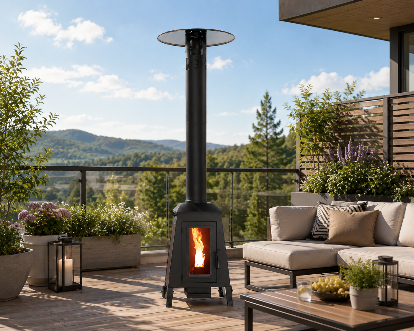 NUUK 75,000 BTU Wood Pellet Patio Heater, Portable Outdoor Heater with Wheels, Stainless Steel Burner for Patio, Backyard, Garden, Restaurant