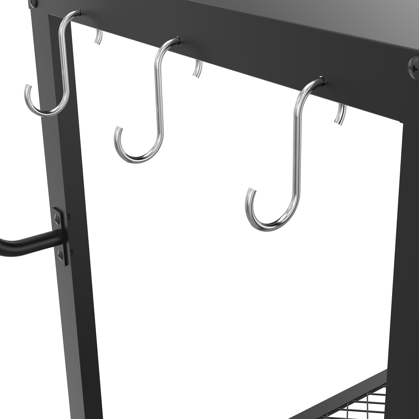 NUUK Double-Shelf Rolling Dining Table with Wheels, 20" x 30" Outdoor Grill Cart with Handle and Hook, Stainless Steel Food Prep Table Stand for Patio BBQ and Deck Parties