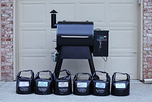 NUUK 20 LBs Pellet/Charcoal Fuel Storage Bucket, & Magnet Wood Pellet Flavor  Label Combo