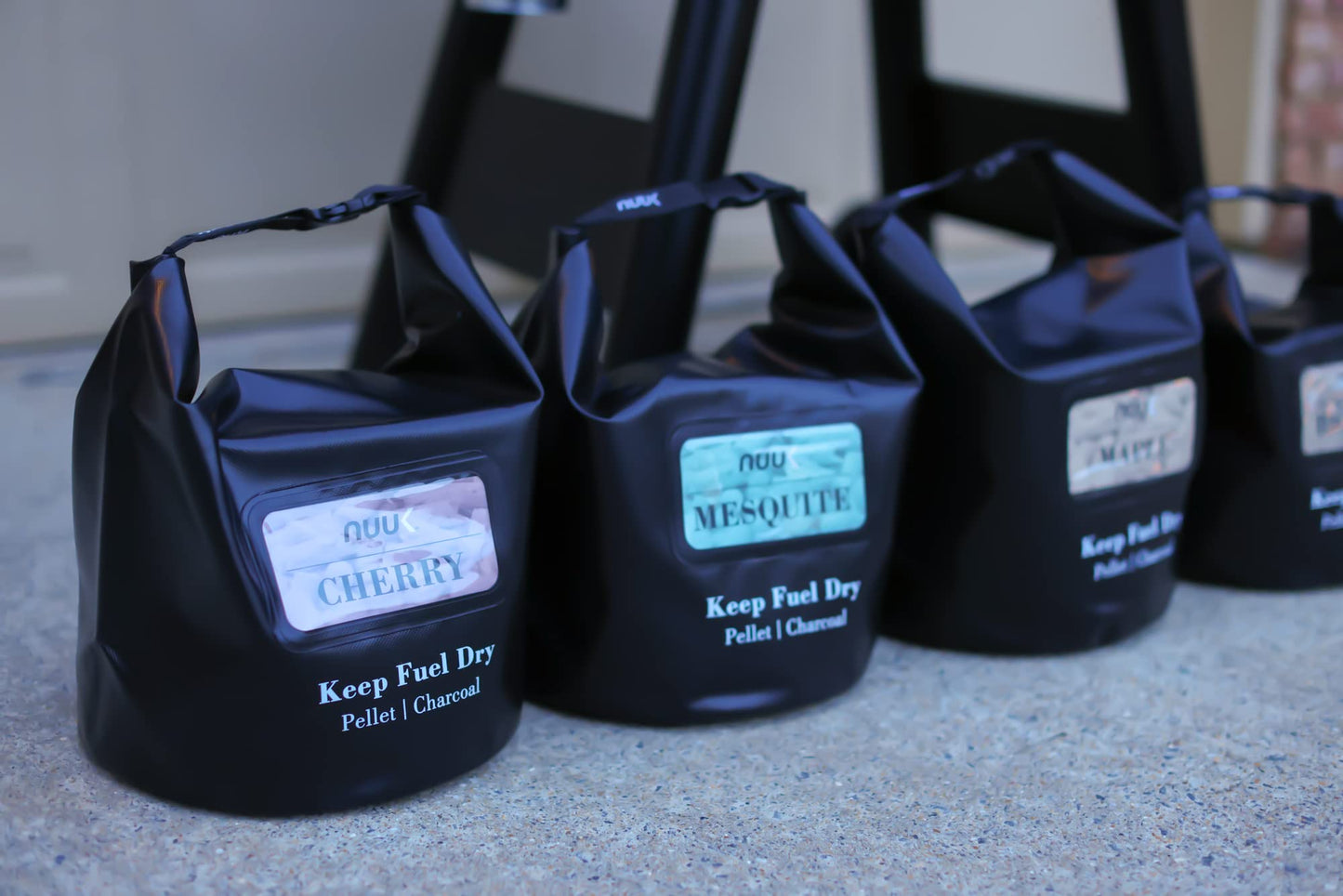 NUUK 20 LBs Pellet/Charcoal Fuel Storage Bucket, Black Color