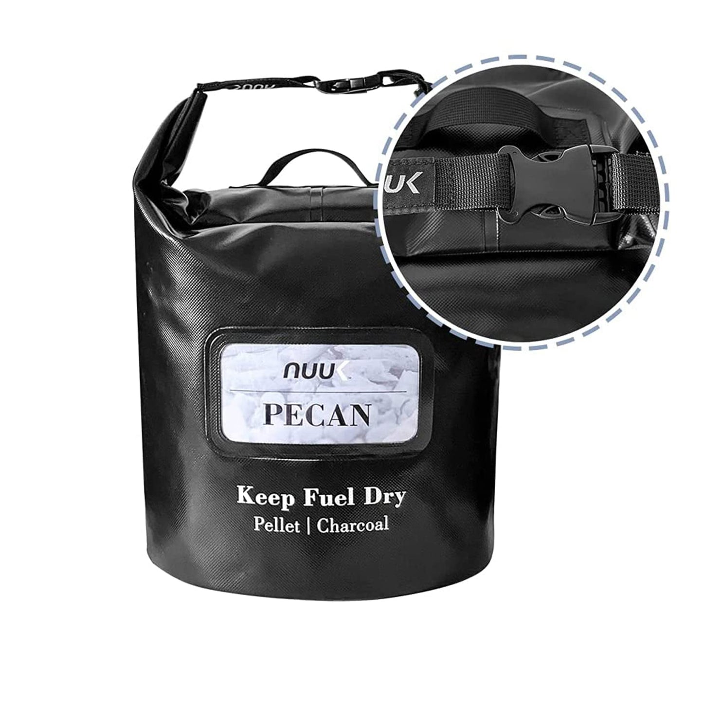 NUUK 20 LBs Pellet/Charcoal Fuel Storage Bucket, Black Color