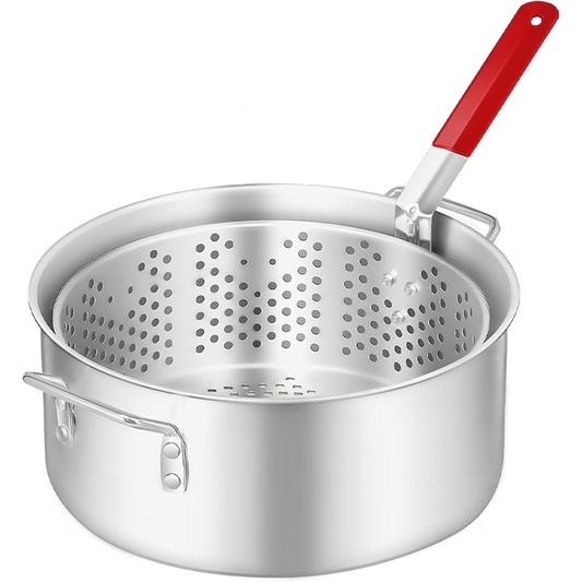 NUUK 10QT Outdoor Propane Turkey Fryer Kit, Aluminum Fish Fryer Pot with 6.7Qt Basket, 50,000 BTU Burner, Heavy Duty Deep Fryer for Seafood, Turkey, Chicken, French Fries, Backyard Cooking