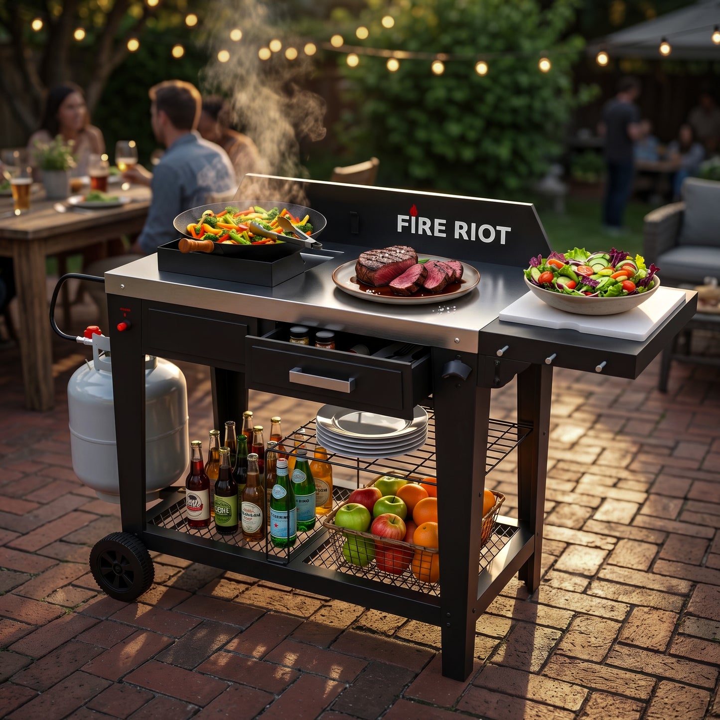 50,000 BTU Outdoor Wok Burner & Propane Fryer Station with 12.6-Inch Carbon Steel Wok, Heavy-Duty High-Heat Cooker for Stir-Fry, Boiling & Outdoor Cooking