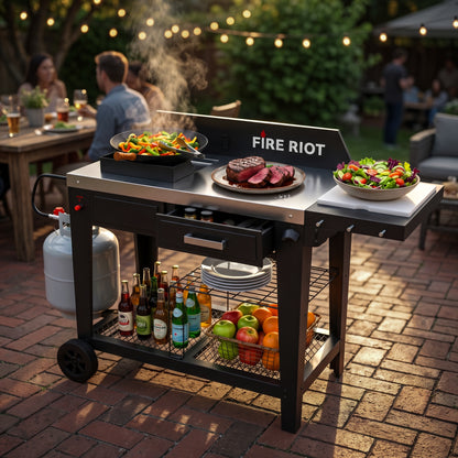 50,000 BTU Outdoor Wok Burner & Propane Fryer Station with 12.6-Inch Carbon Steel Wok, Heavy-Duty High-Heat Cooker for Stir-Fry, Boiling & Outdoor Cooking