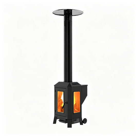 NUUK 70,000 BTU Wood Pellet Patio Heater with Wheels, Portable Freestanding Outdoor Heater