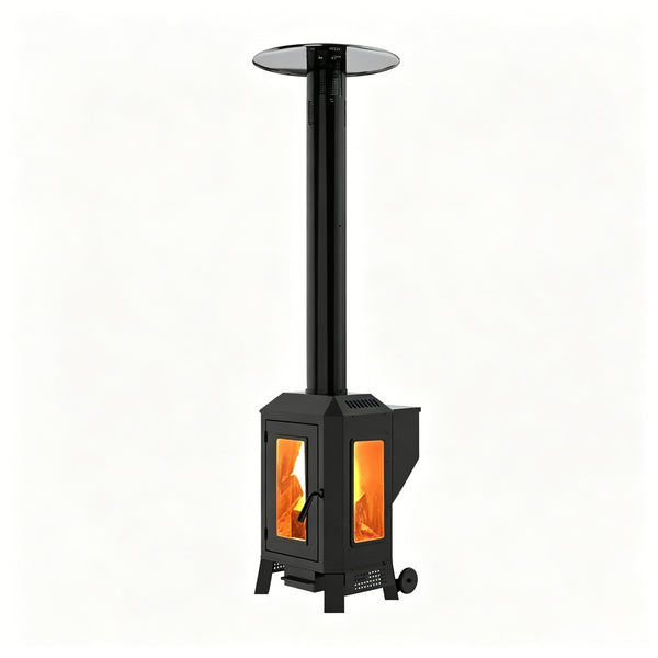 NUUK 70,000 BTU Wood Pellet Patio Heater with Wheels, Portable Freestanding Outdoor Heater