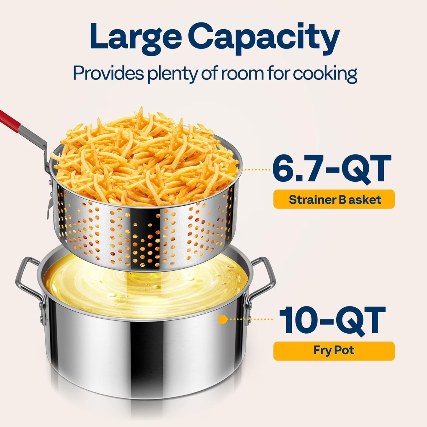 NUUK 10QT Outdoor Propane Turkey Fryer Kit, Aluminum Fish Fryer Pot with 6.7Qt Basket, 50,000 BTU Burner, Heavy Duty Deep Fryer for Seafood, Turkey, Chicken, French Fries, Backyard Cooking