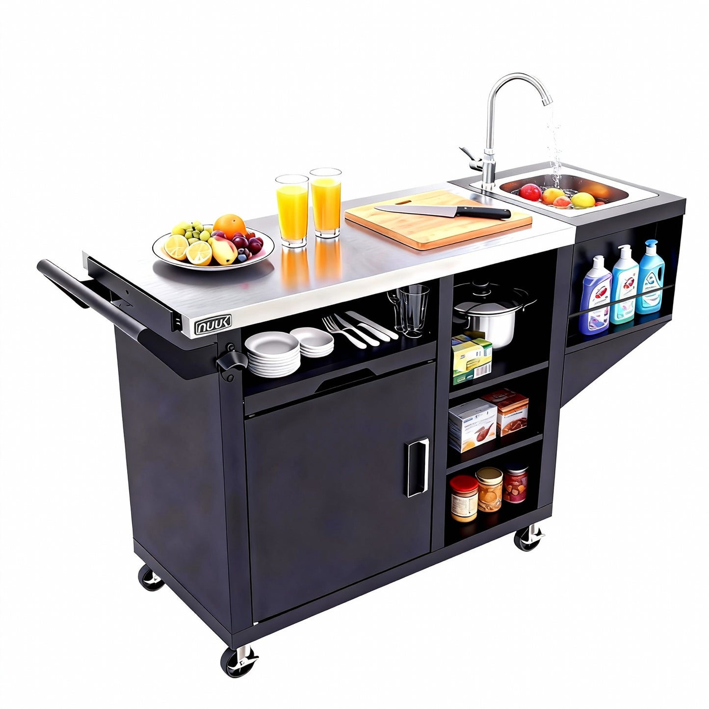 Outdoor Grill Cart with Sink, 20"x42" Patio Kitchen Island