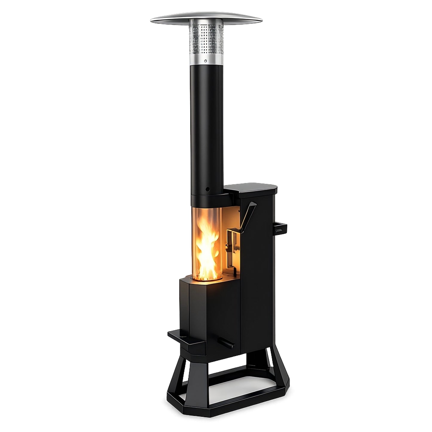 NUUK Wood Pellet Patio Heater, 75,000 BTU Outdoor Gravity-Fed Pellet Stove with Viewing Window & Wheels for Patio, Backyard, Garden