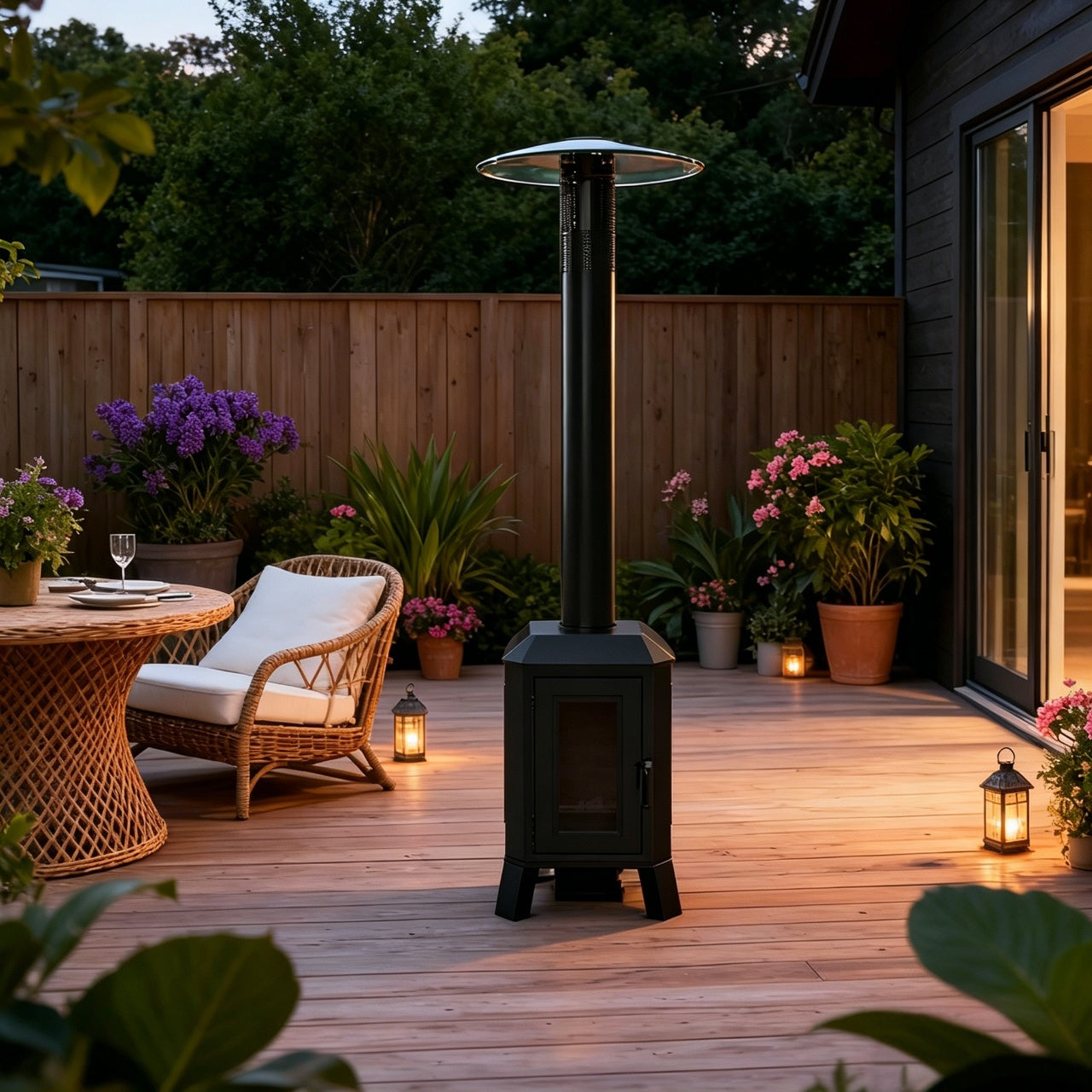 NUUK 70,000 BTU Wood Pellet Patio Heater with Wheels, Portable Freestanding Outdoor Heater