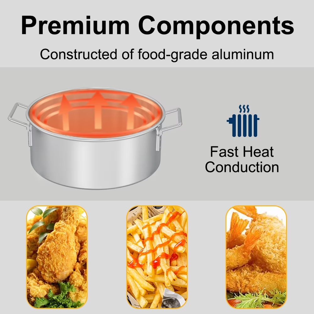 NUUK 10QT Outdoor Propane Turkey Fryer Kit, Aluminum Fish Fryer Pot with 6.7Qt Basket, 50,000 BTU Burner, Heavy Duty Deep Fryer for Seafood, Turkey, Chicken, French Fries, Backyard Cooking