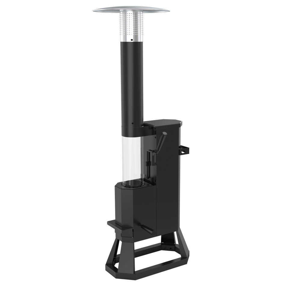 NUUK Wood Pellet Patio Heater, 75,000 BTU Outdoor Gravity-Fed Pellet Stove with Viewing Window & Wheels for Patio, Backyard, Garden