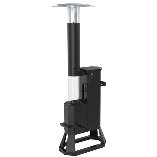 NUUK Wood Pellet Patio Heater, 75,000 BTU Outdoor Gravity-Fed Pellet Stove with Viewing Window & Wheels for Patio, Backyard, Garden