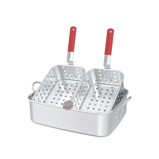 NUUK 18QT Aluminum Turkey Fryer Pot with Baskets & Heat-Resistant Handles – Outdoor Propane Deep Fryer Pot for Fish, Chicken, Seafood & French Fries – Durable Cajun Fryer for Camping, Backyard&Tailgating