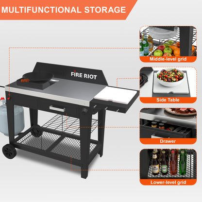 50,000 BTU Outdoor Wok Burner & Propane Fryer Station with 12.6-Inch Carbon Steel Wok, Heavy-Duty High-Heat Cooker for Stir-Fry, Boiling & Outdoor Cooking