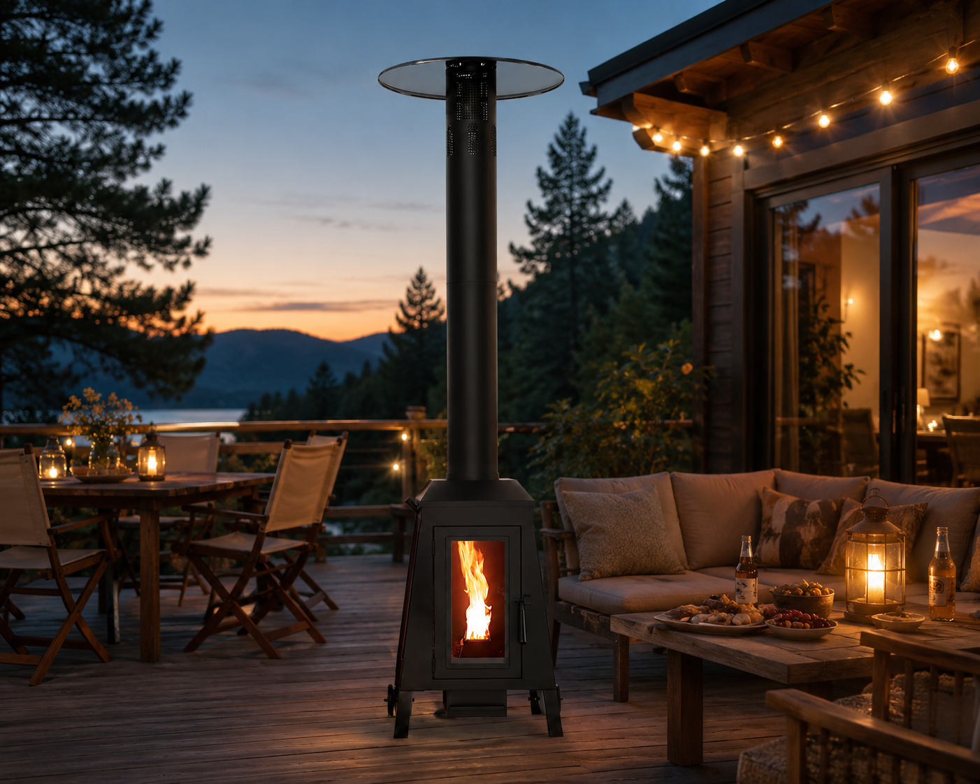 NUUK 75,000 BTU Wood Pellet Patio Heater, Portable Outdoor Heater with Wheels, Stainless Steel Burner for Patio, Backyard, Garden, Restaurant