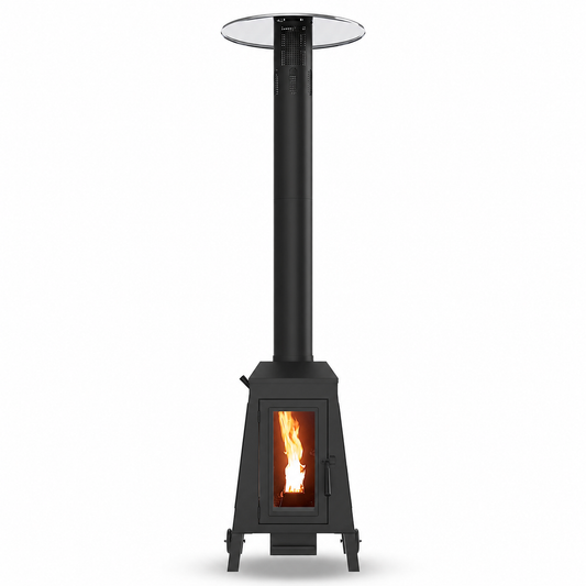 NUUK 75,000 BTU Wood Pellet Patio Heater, Portable Outdoor Heater with Wheels, Stainless Steel Burner for Patio, Backyard, Garden, Restaurant