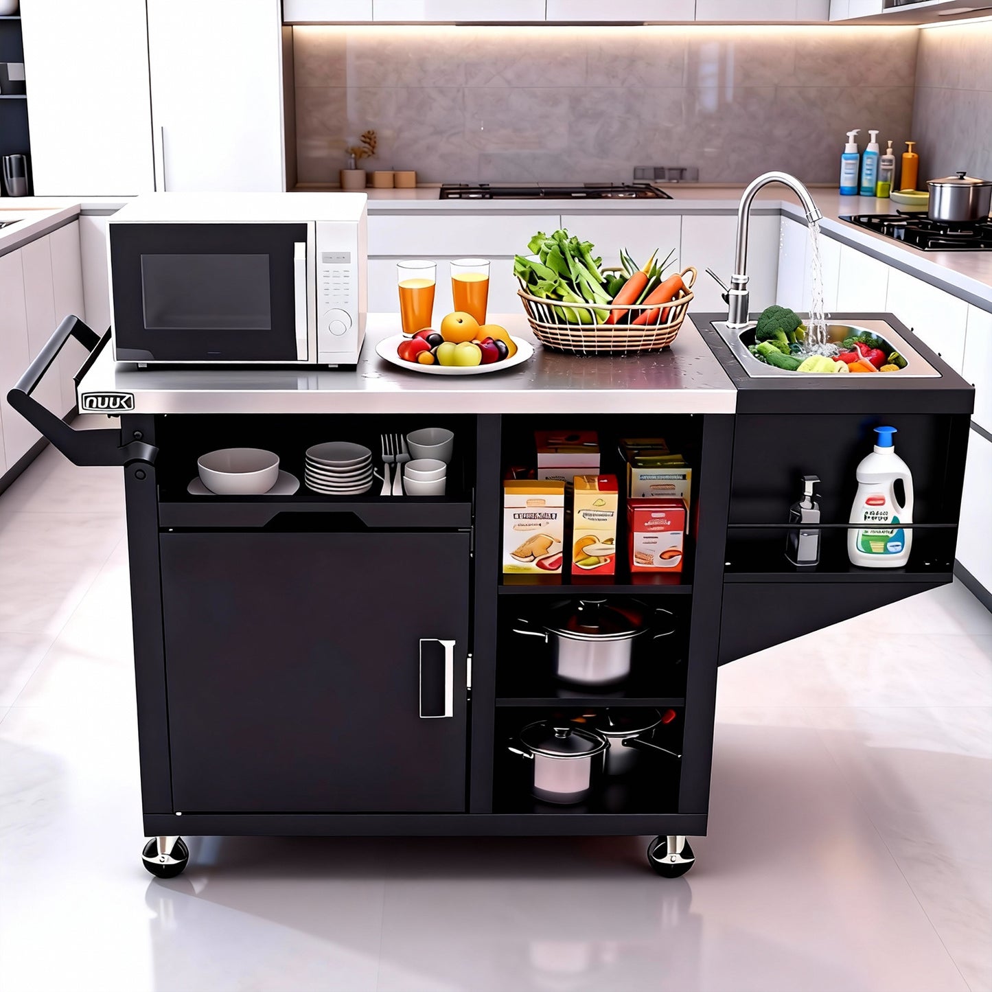 Outdoor Grill Cart with Sink, 20"x42" Patio Kitchen Island