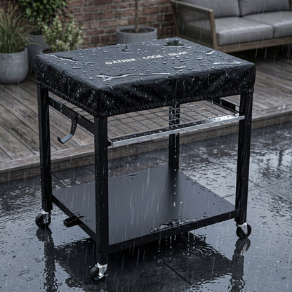 NUUK Heavy Duty Grill Cart 30"x24", Outdoor Pizza Oven Table with Top, 3-Tier BBQ Prep Table with Sliding Drawer, Outdoor Kitchen Serving Cart for Grilling, Patio, with Dust Cove