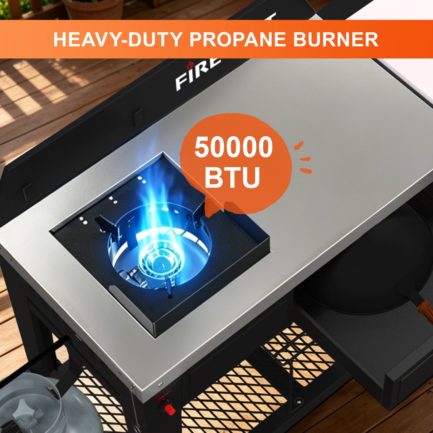 50,000 BTU Outdoor Propane Single Burner Stand, Propane Deep Turkey Fryer Burner