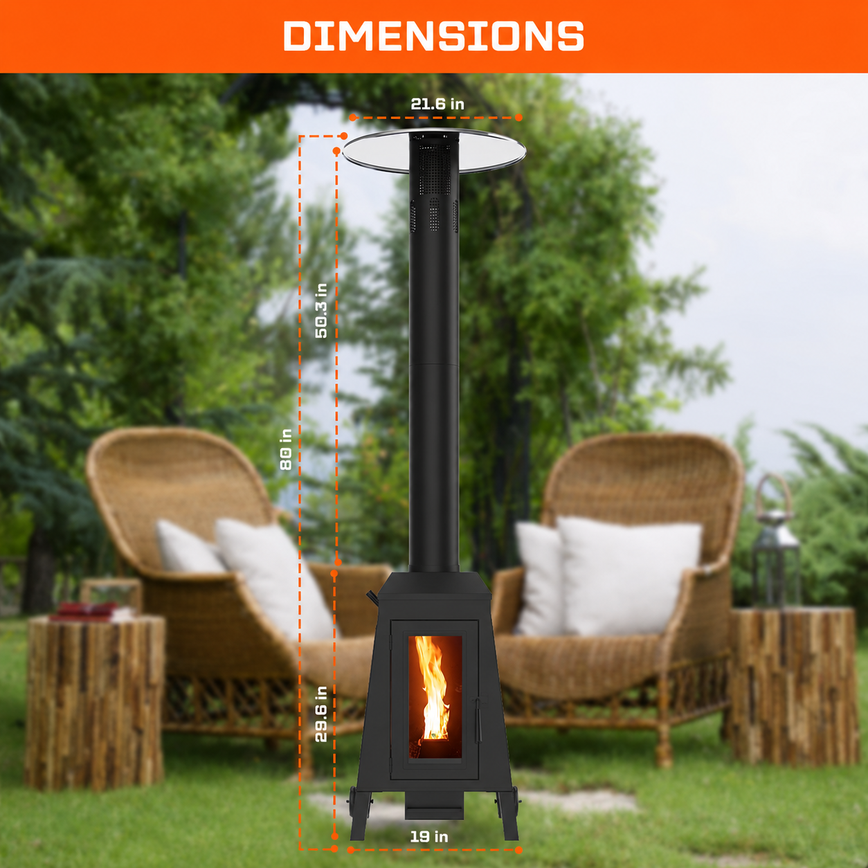 NUUK 75,000 BTU Wood Pellet Patio Heater, Portable Outdoor Heater with Wheels, Stainless Steel Burner for Patio, Backyard, Garden, Restaurant