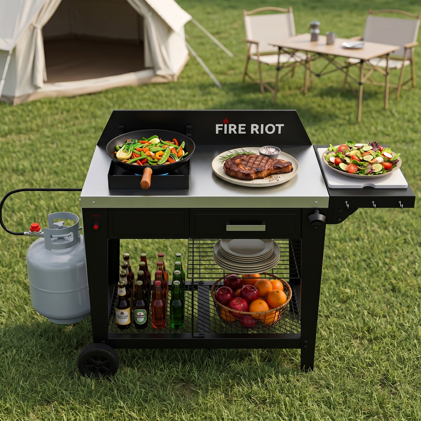 50,000 BTU Outdoor Propane Single Burner Stand, Propane Deep Turkey Fryer Burner