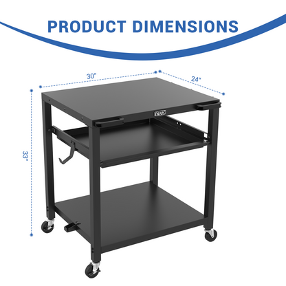 NUUK Outdoor Grill Cart 24x30 Inch, Stainless Steel Pizza Oven Table with Wheels, 3-Tier Rolling Prep Table, BBQ Cooking Station for Patio, Backyard
