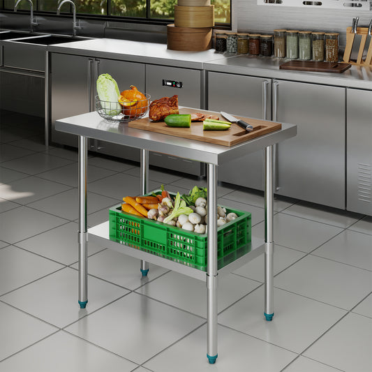 NUUK Stainless Steel Work Table, 24 X 36 Inch Commercial Kitchen Food Prep Table