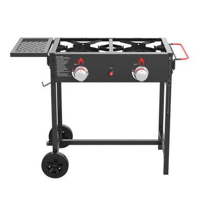 NUUK Outdoor Propane Deep Fryer & Griddle Combo, 2-in-1 Burner Stove with Movable Cart, 18QT Aluminum Pots with Baskets, 100,000 BTU Commercial Fish Fryer for Fish, Fries & Chicken