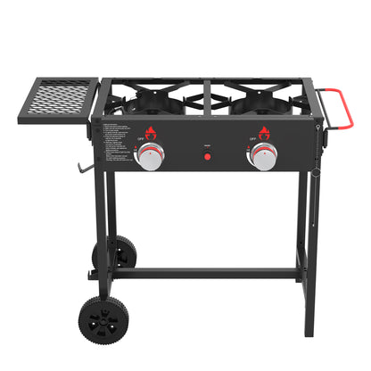 NUUK Outdoor Propane Deep Fryer & Griddle Combo, 2-in-1 Burner Stove with Movable Cart, 18QT Aluminum Pots with Baskets, 100,000 BTU Commercial Fish Fryer for Fish, Fries & Chicken