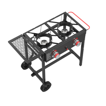 NUUK Outdoor Propane Deep Fryer & Griddle Combo, 2-in-1 Burner Stove with Movable Cart, 18QT Aluminum Pots with Baskets, 100,000 BTU Commercial Fish Fryer for Fish, Fries & Chicken
