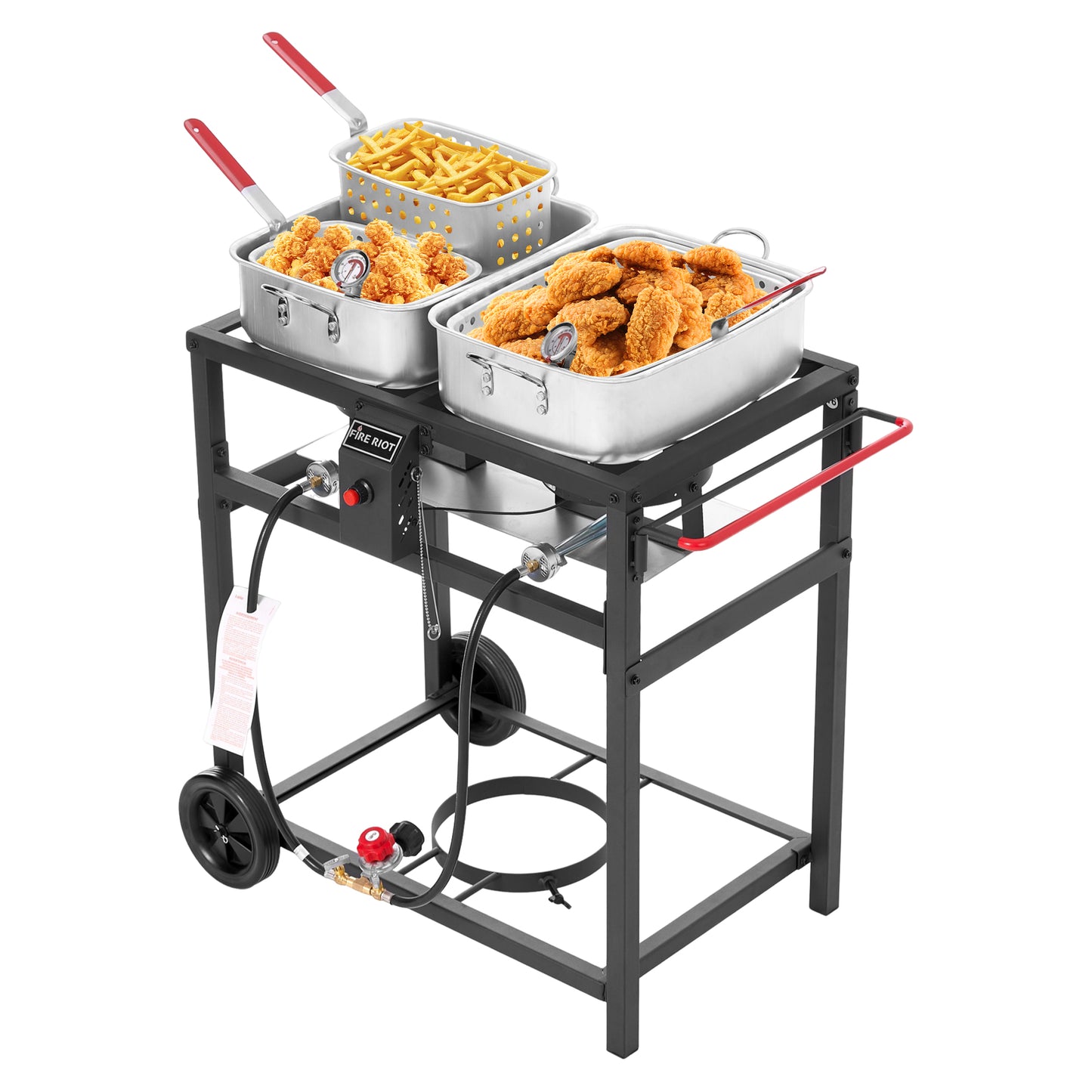 Outdoor Double Burner Propane Deep Fryer Set – Includes 2 x 18QT Aluminum Pots & Baskets