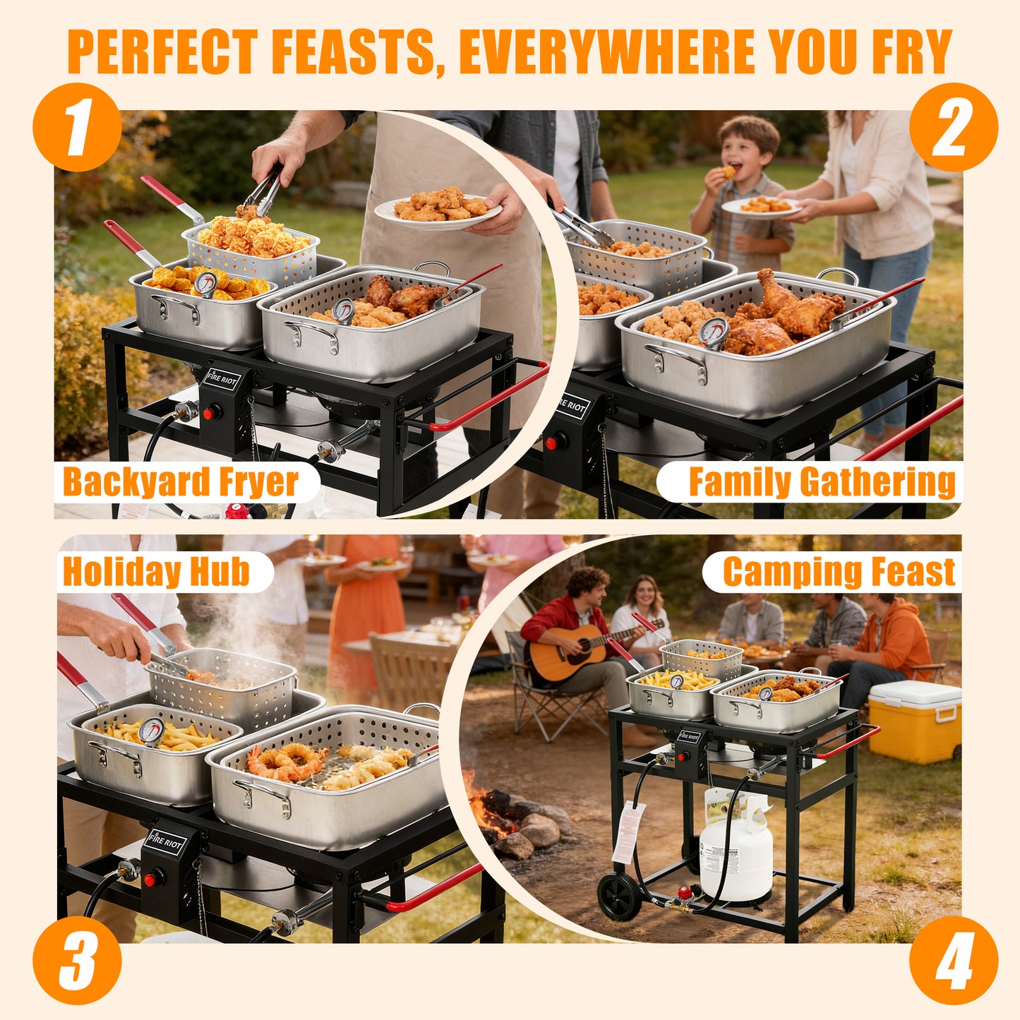 Outdoor Double Burner Propane Deep Fryer Set – Includes 2 x 18QT Aluminum Pots & Baskets