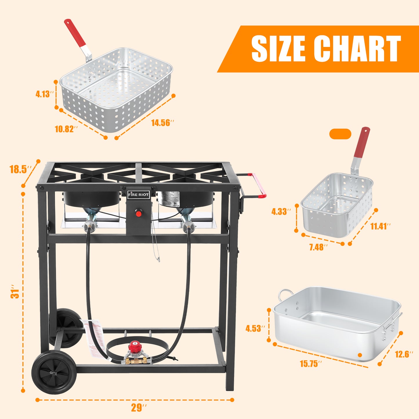 Outdoor Double Burner Propane Deep Fryer Set – Includes 2 x 18QT Aluminum Pots & Baskets