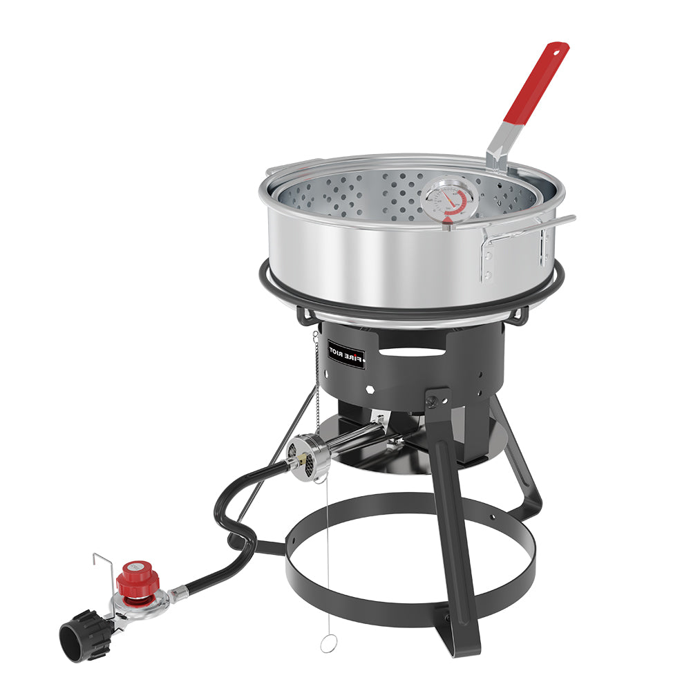 NUUK 10QT Outdoor Fish Fryer Kit, Propane Deep Fryer with Basket, Heavy-Duty Aluminum Pot for Seafood Boil, Camping & Backyard Cooking