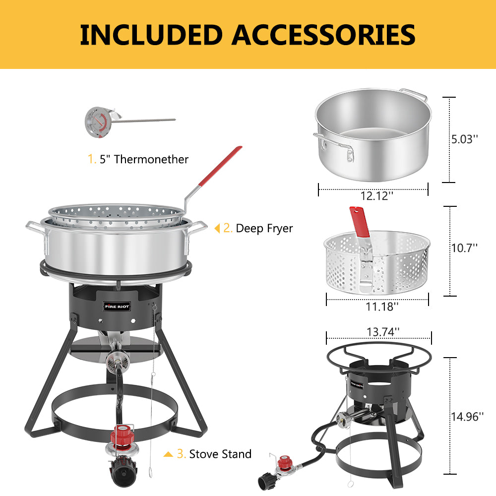 NUUK 10QT Outdoor Fish Fryer Kit, Propane Deep Fryer with Basket, Heavy-Duty Aluminum Pot for Seafood Boil, Camping & Backyard Cooking