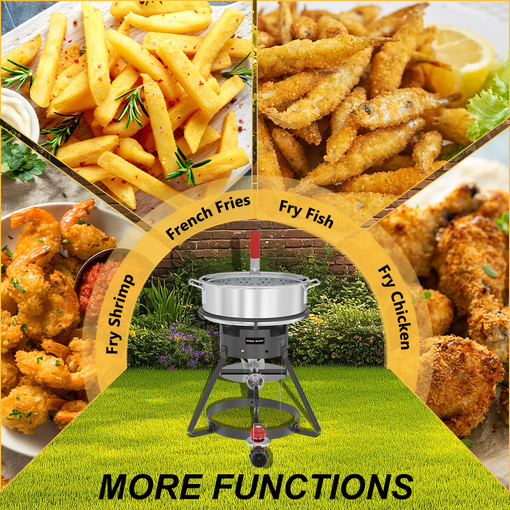 NUUK 10QT Outdoor Fish Fryer Kit, Propane Deep Fryer with Basket, Heavy-Duty Aluminum Pot for Seafood Boil, Camping & Backyard Cooking