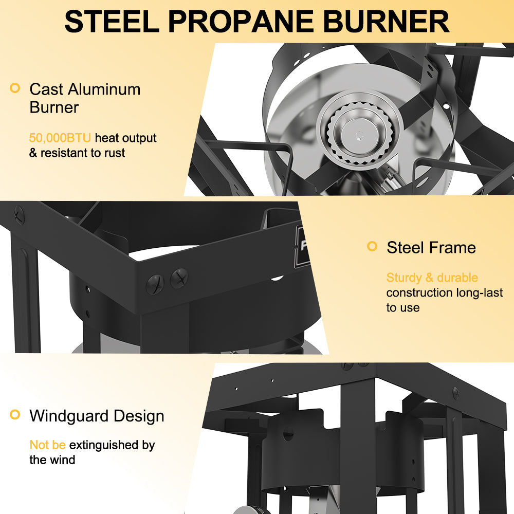 50,000 BTU Outdoor Propane Single Burner Stand, Propane Deep Turkey Fryer Burner