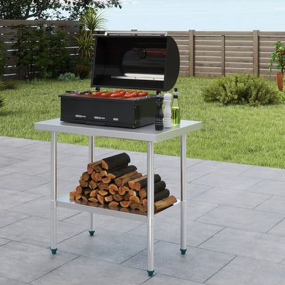 NUUK 24 X 48 Inch Work Table, Stainless Steel Commercial Kitchen Food Prep Table with Adjustable Undershelf