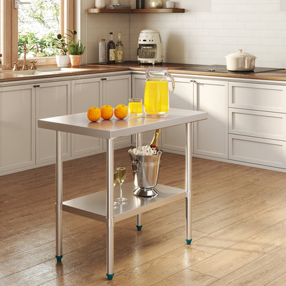 NUUK 24 X 48 Inch Work Table, Stainless Steel Commercial Kitchen Food Prep Table with Adjustable Undershelf