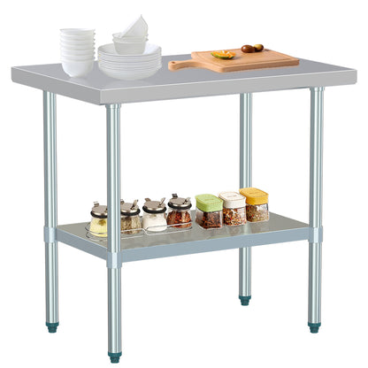 NUUK Stainless Steel Work Table, 24 X 36 Inch Commercial Kitchen Food Prep Table