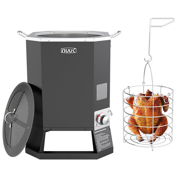 NUUK 30QT Oil Free Outdoor Turkey Fryer, Propane Deep Fryers Burner Stand, 6,000 BTU Cast Iron Burner, Outdoor Deep Fryer, Ideal for Outdoor Cooking