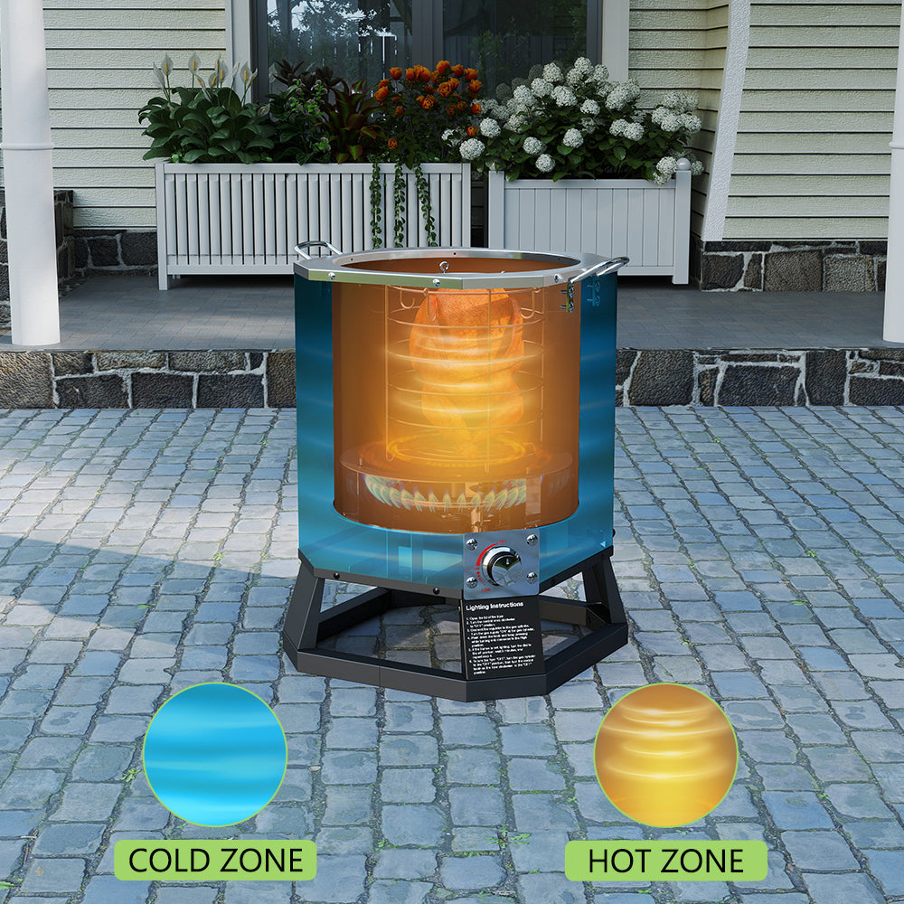 NUUK 30QT Oil Free Outdoor Turkey Fryer, Propane Deep Fryers Burner Stand, 6,000 BTU Cast Iron Burner, Outdoor Deep Fryer, Ideal for Outdoor Cooking