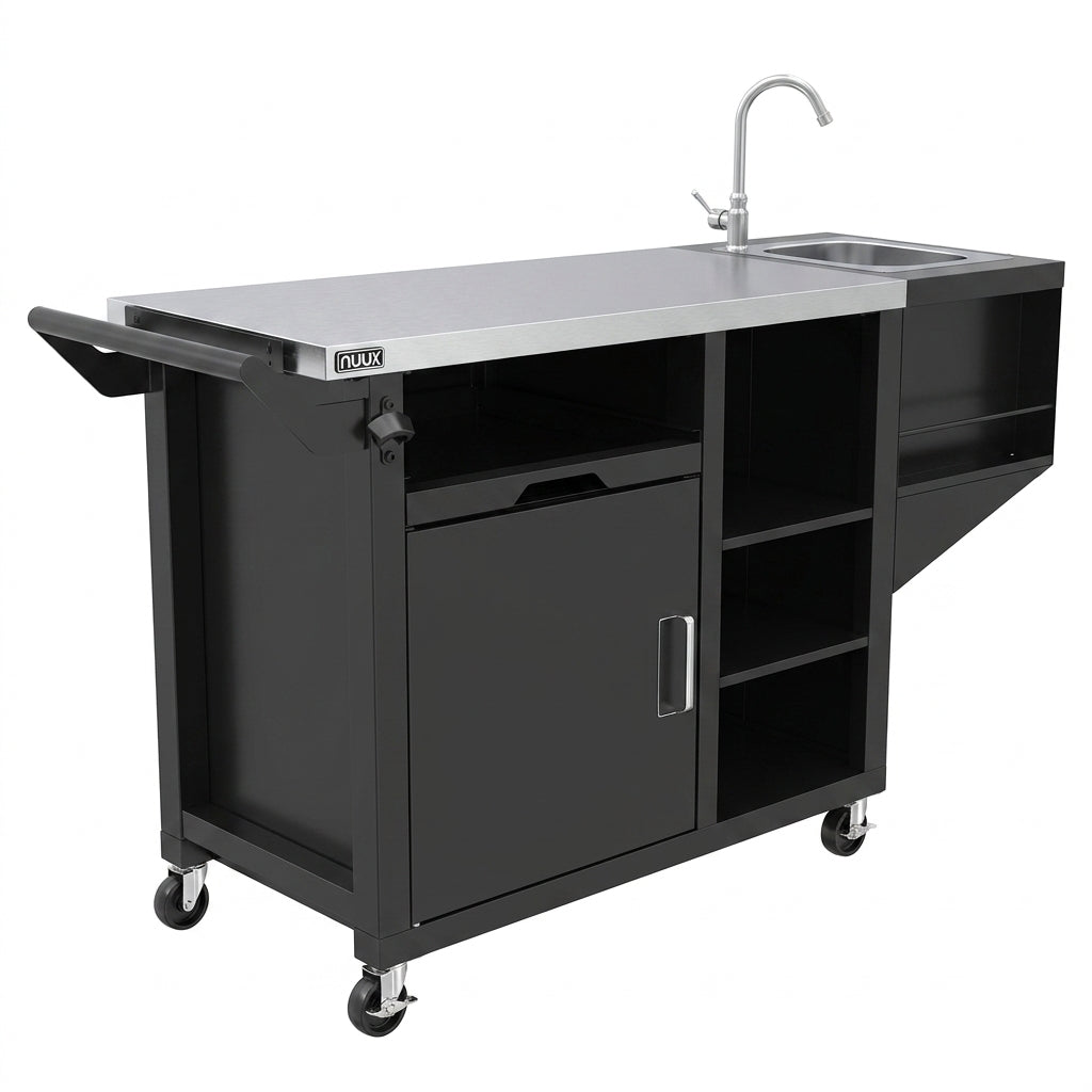 Outdoor Grill Cart with Sink, 20"x42" Patio Kitchen Island