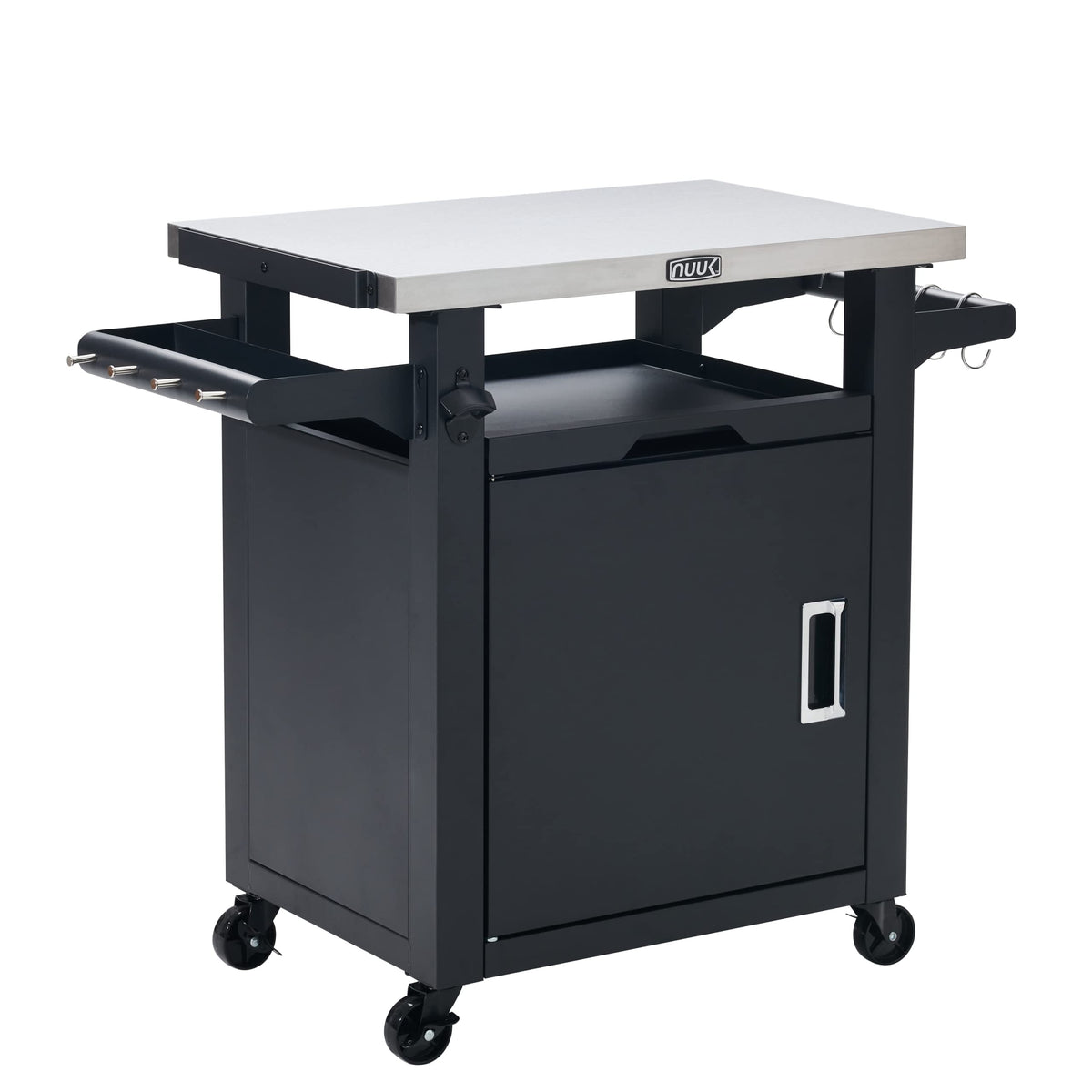 NUUK Outdoor Grill Cart with Storage, Portable Patio Kitchen Island Grill Table with Wheels, BBQ Cart Movable Pizza Oven Table Stand