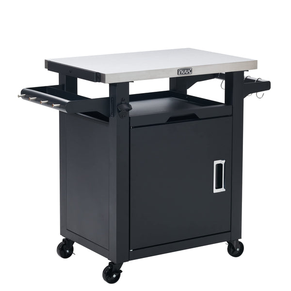 NUUK Outdoor Grill Cart with Storage, Portable Patio Kitchen Island Grill Table with Wheels, BBQ Cart Movable Pizza Oven Table Stand